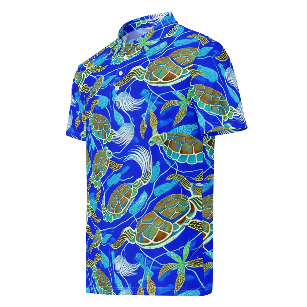 Turtle Reef Rhapsody on Men's Slim Fit Polo Shirt — Left Front