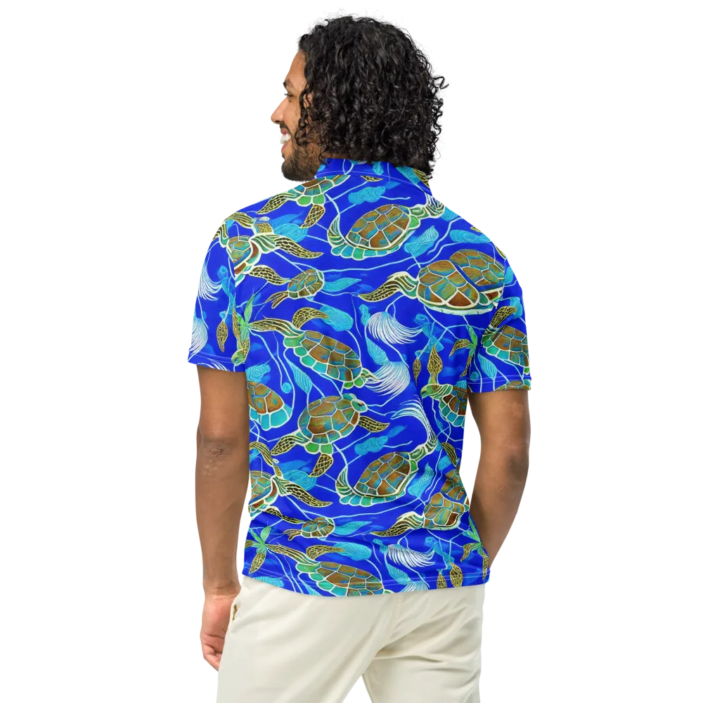 Turtle Reef Rhapsody on Men's Slim Fit Polo Shirt — Back