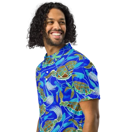 Turtle Reef Rhapsody on a Men's Slim Fit Polo Shirt