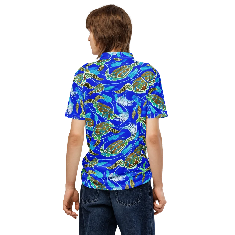 Turtle Reef Rhapsody on Men's Slim Fit Polo Shirt — Back