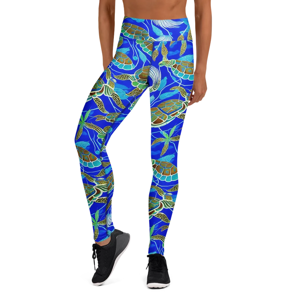 Turtle Reef Rhapsody on Yoga Leggings — Front