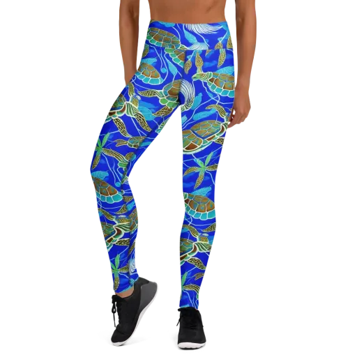 Turtle Reef Rhapsody on a Yoga Leggings