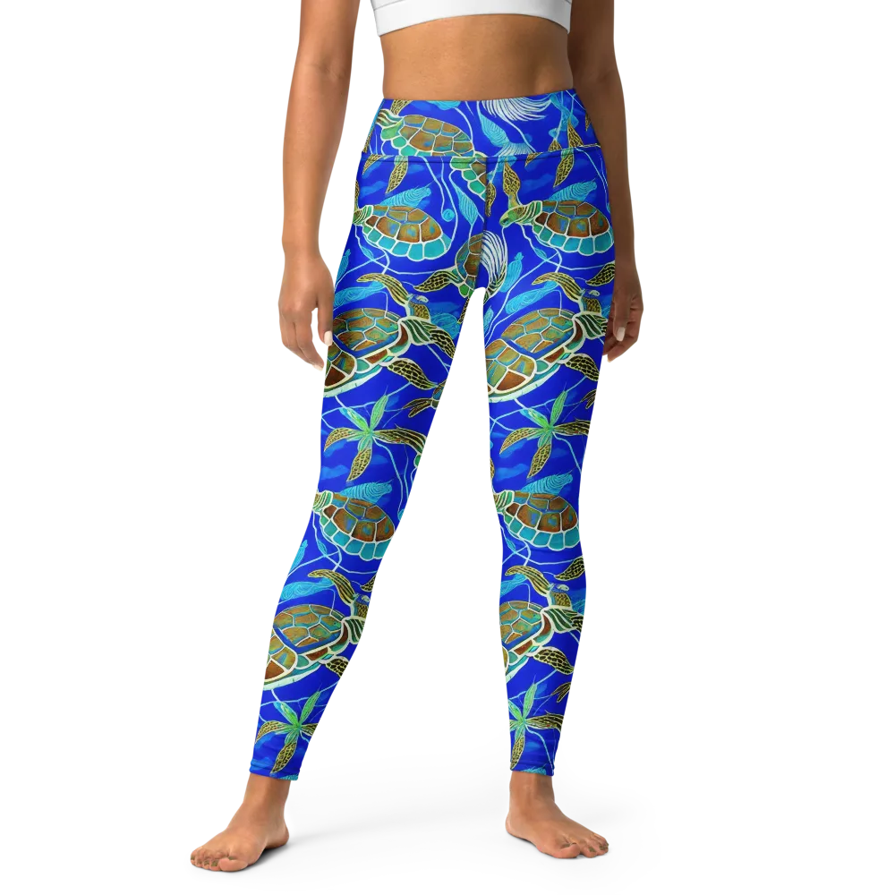 Turtle Reef Rhapsody on Yoga Leggings — Front