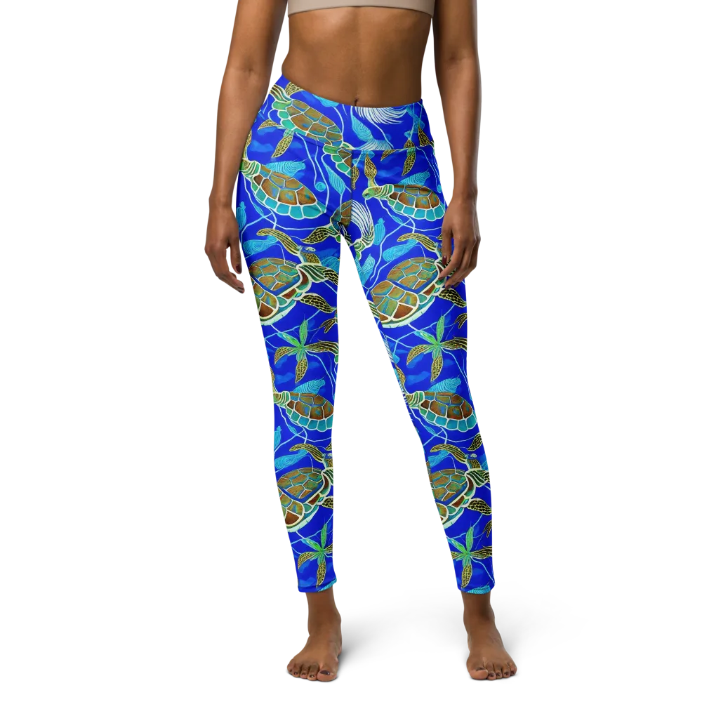 Turtle Reef Rhapsody on Yoga Leggings — Front