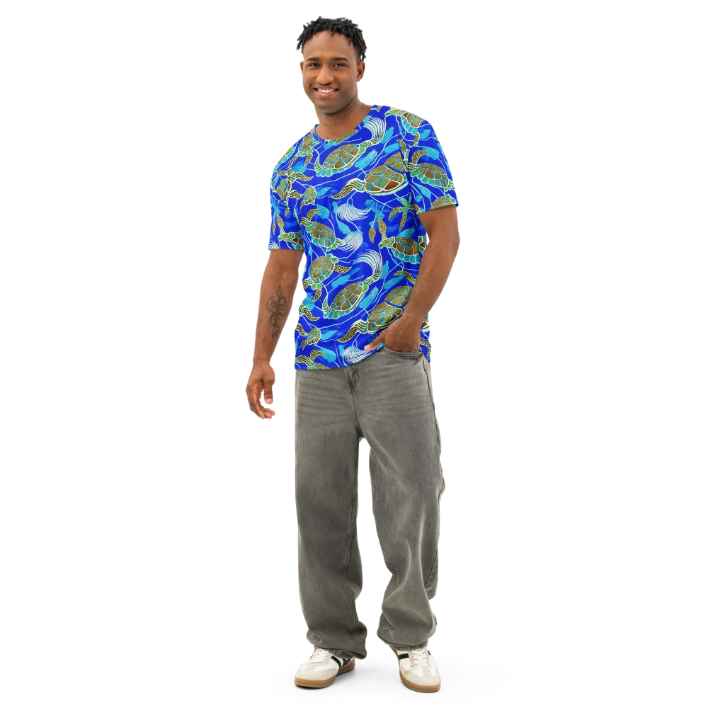 Turtle Reef Rhapsody on Men's Cotton Crew Neck T-Shirt — Front