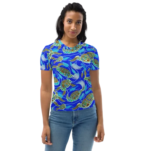 Turtle Reef Rhapsody on a Women's Crew Neck T-Shirt