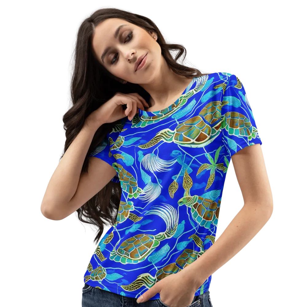 Turtle Reef Rhapsody on Women's Crew Neck T-Shirt — Left Front
