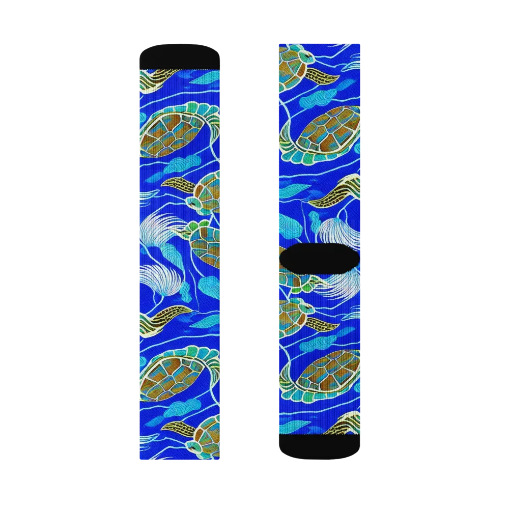 Turtle Reef Rhapsody on Socks — Left Sock