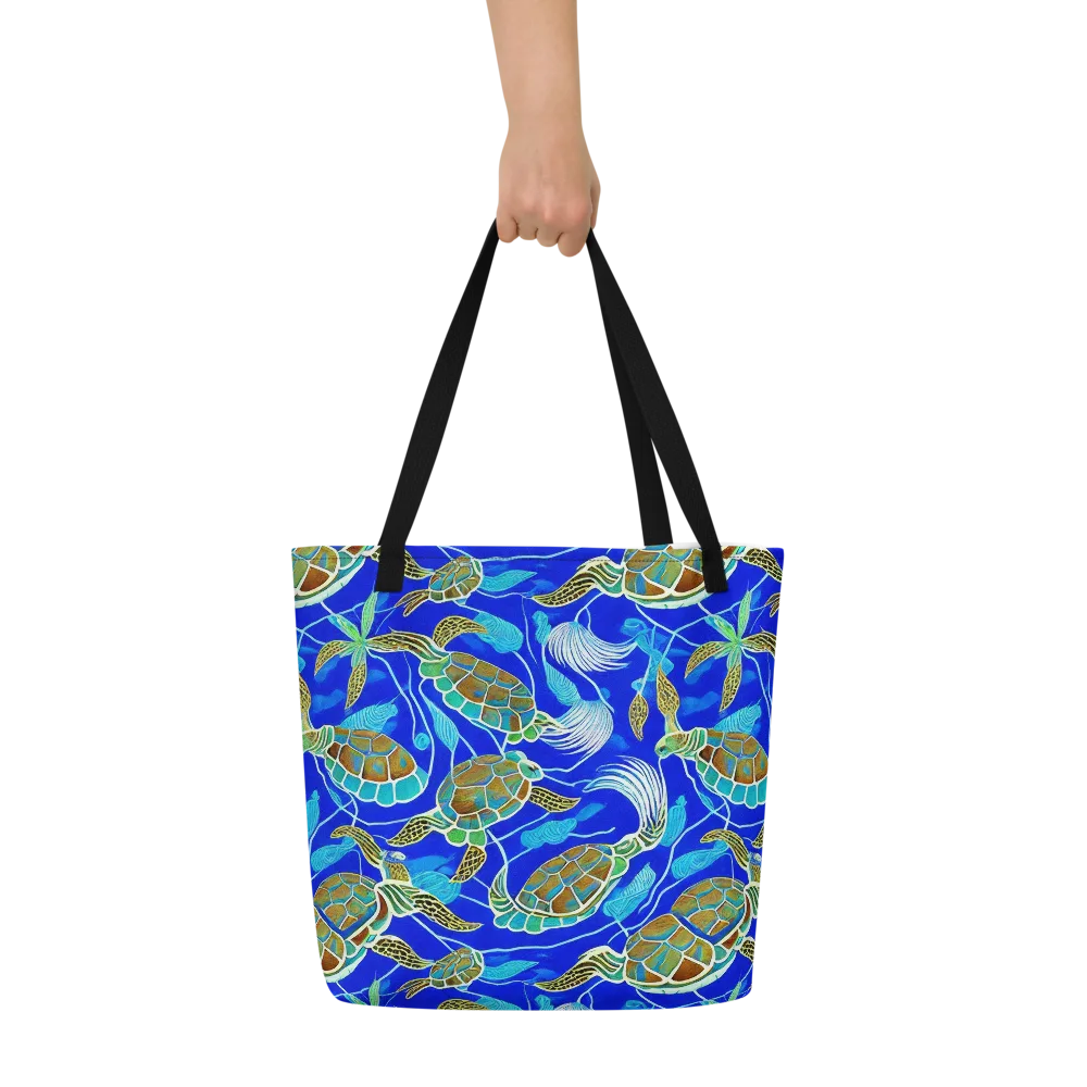 Turtle Reef Rhapsody on Large Tote Bag W/ Pocket — Front