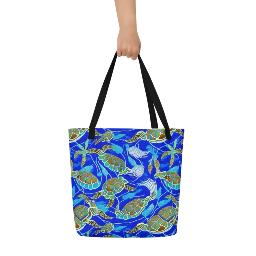 Turtle Reef Rhapsody on a Large Tote Bag W/ Pocket
