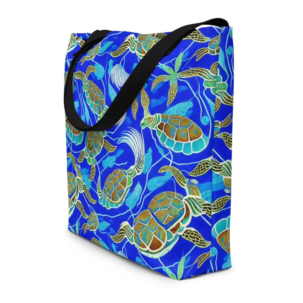 Turtle Reef Rhapsody on Large Tote Bag W/ Pocket — Front