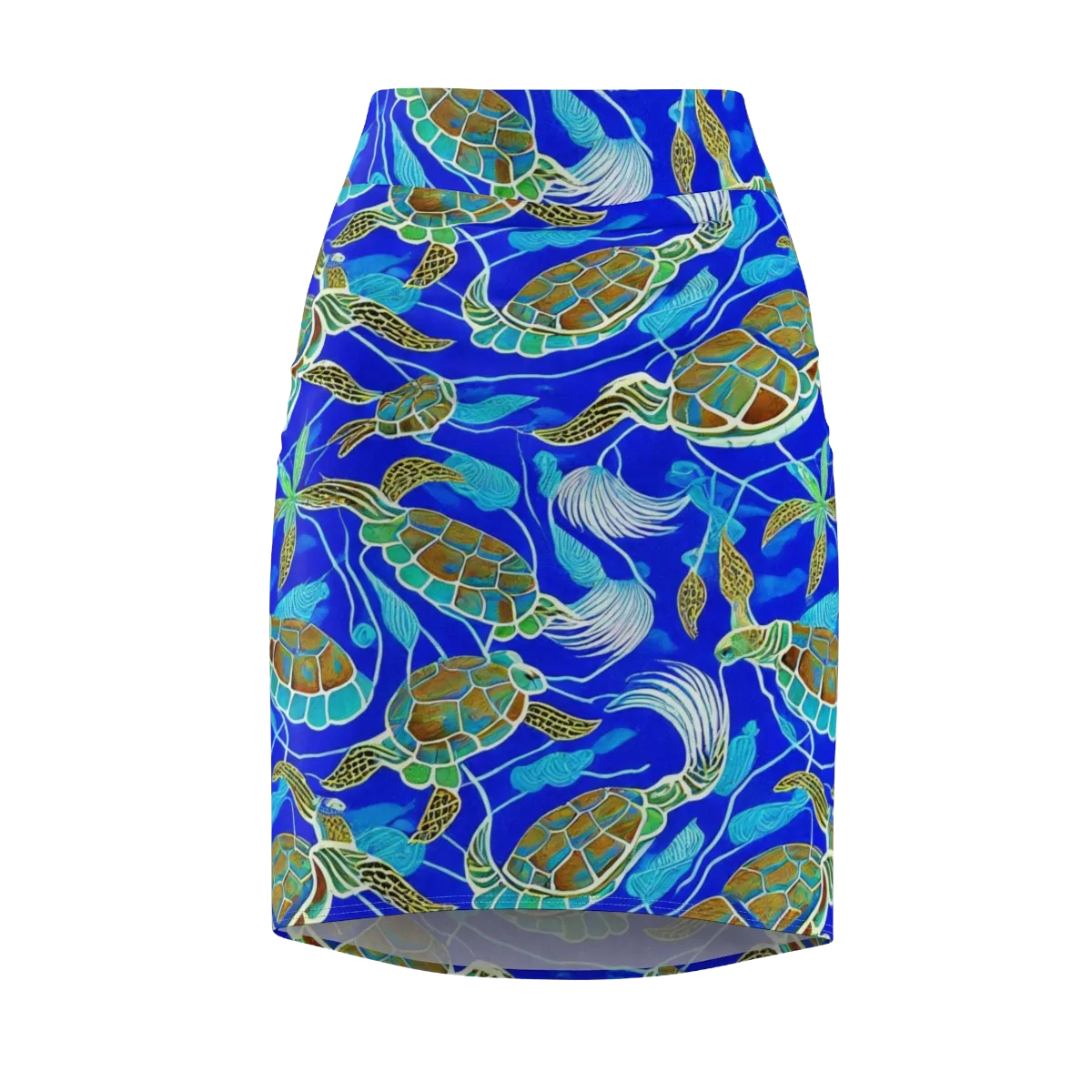 Turtle Reef Rhapsody on Pencil Skirt — Front