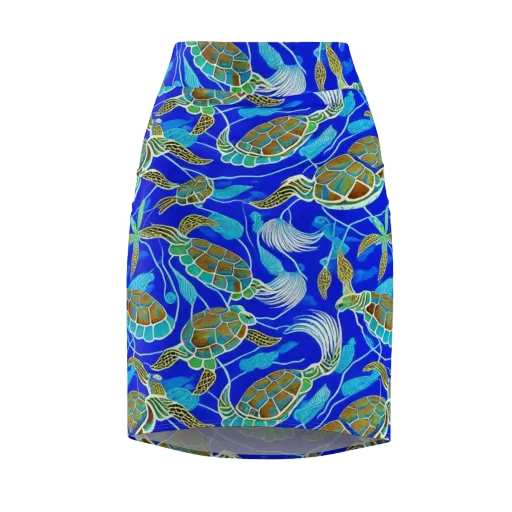 Turtle Reef Rhapsody on a Pencil Skirt