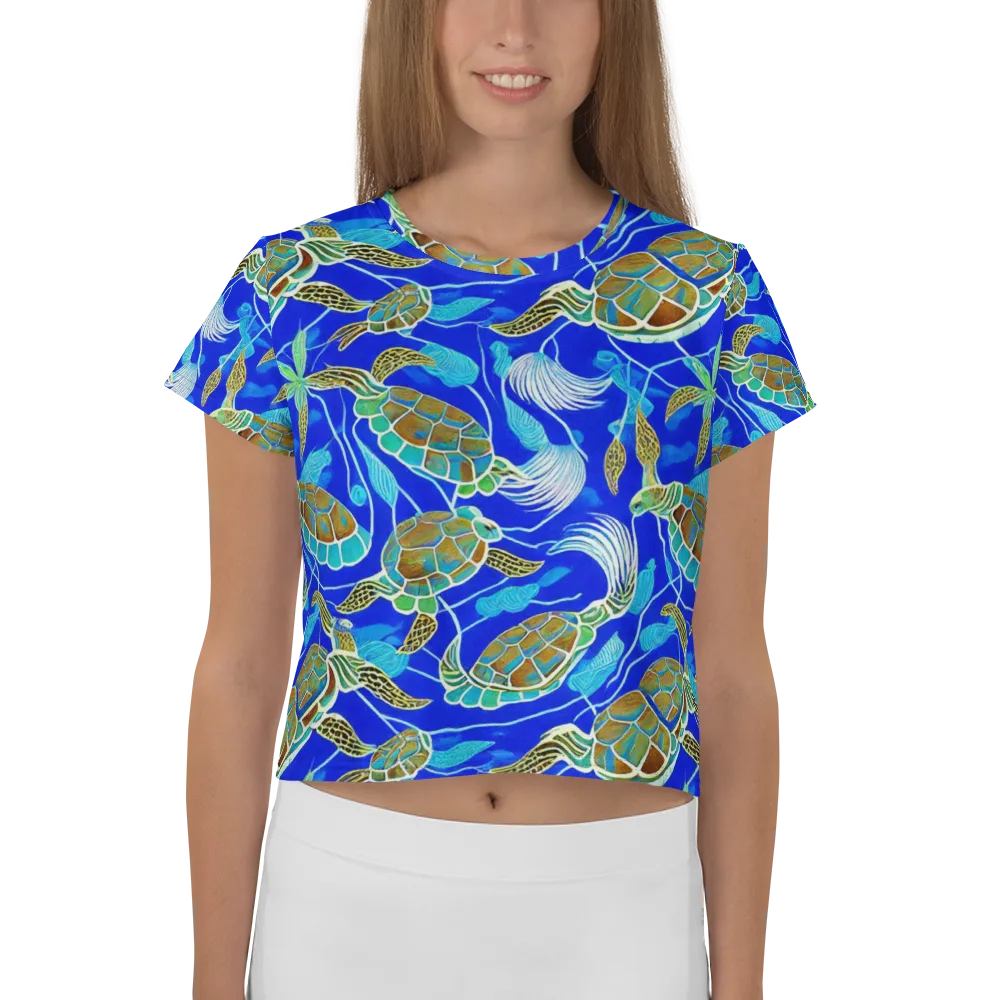 Turtle Reef Rhapsody on Crop Tee — Front