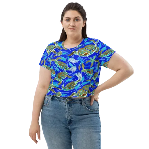 Turtle Reef Rhapsody on a Crop Tee