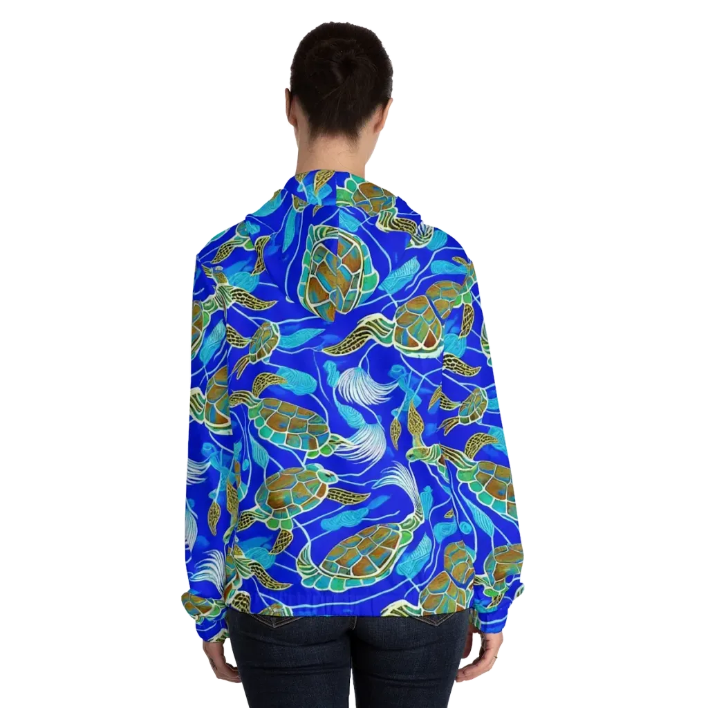 Turtle Reef Rhapsody on Women's Full-Zip Hoodie — Back On Person