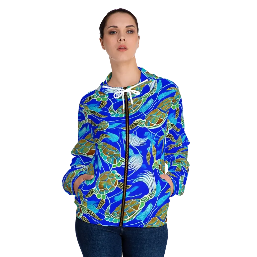 Turtle Reef Rhapsody on Women's Full-Zip Hoodie — Front On Person