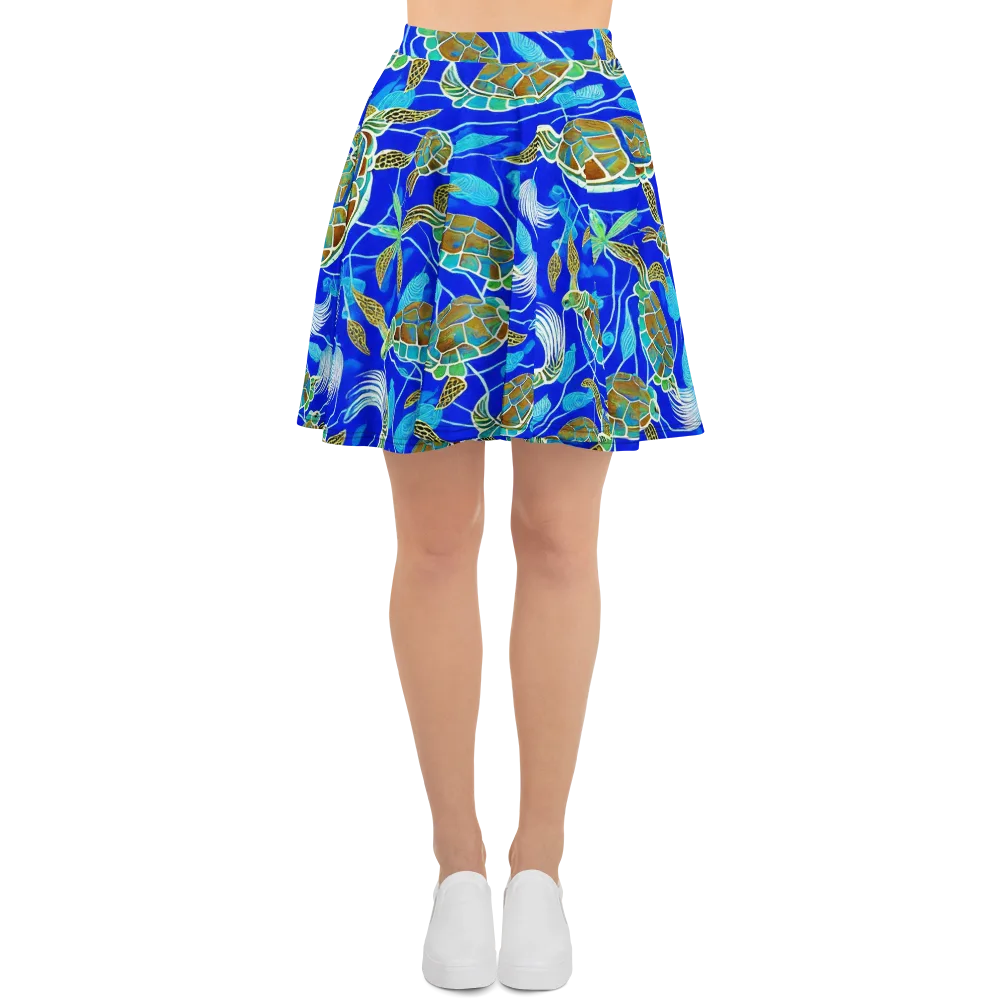 Turtle Reef Rhapsody on Skater Skirt — Front