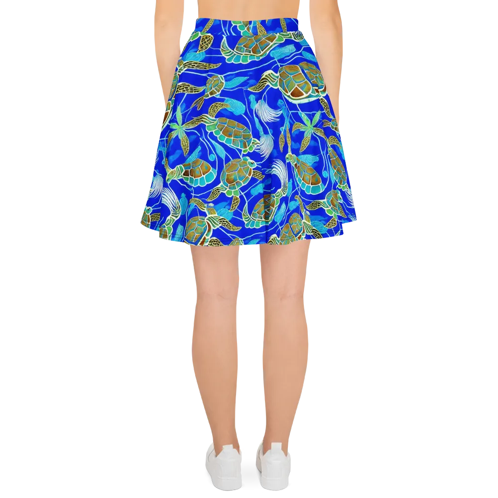 Turtle Reef Rhapsody on Skater Skirt — Back