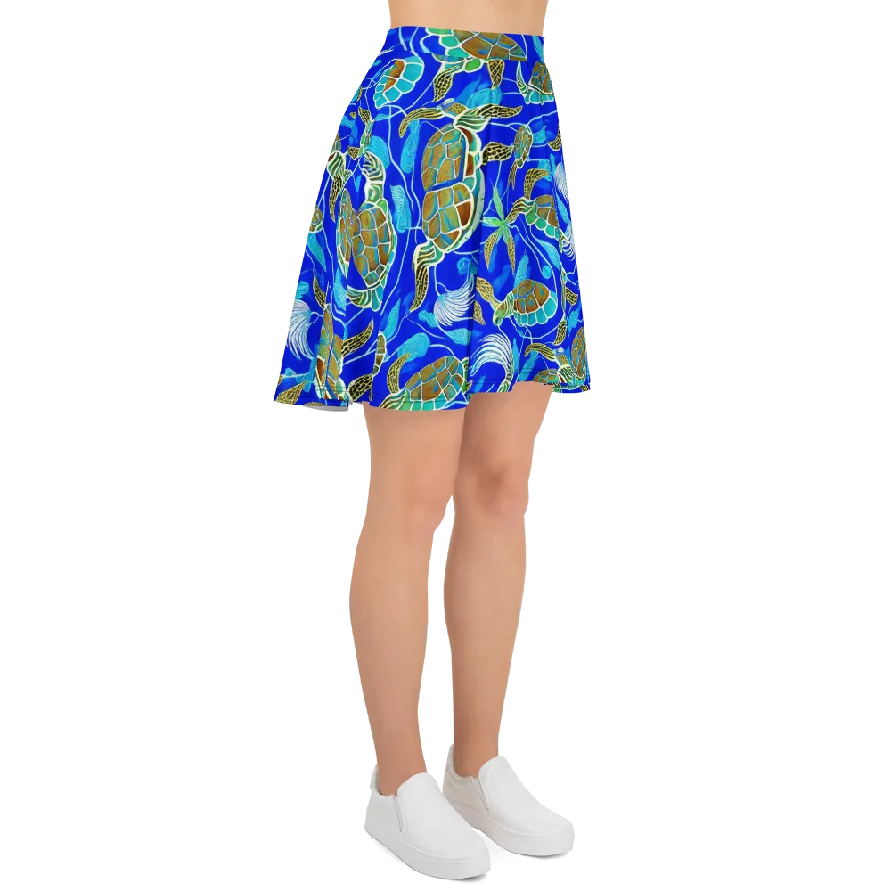Turtle Reef Rhapsody on Skater Skirt — Right