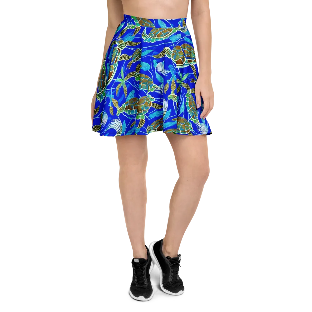 Turtle Reef Rhapsody on Skater Skirt — Front