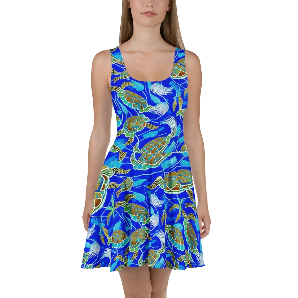 Turtle Reef Rhapsody on Skater Dress — Front