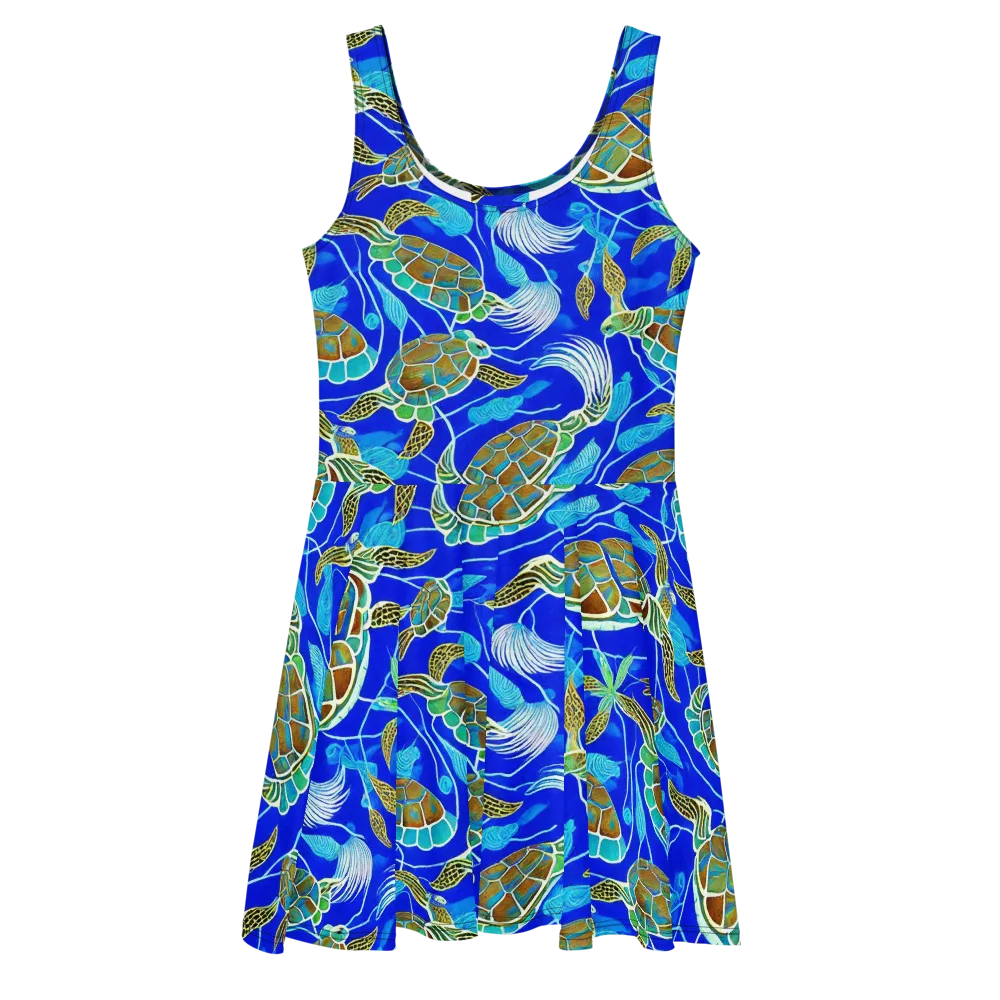 Turtle Reef Rhapsody on Skater Dress — Front