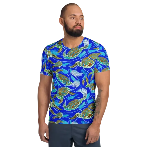 Turtle Reef Rhapsody on a Men's Athletic T-Shirt