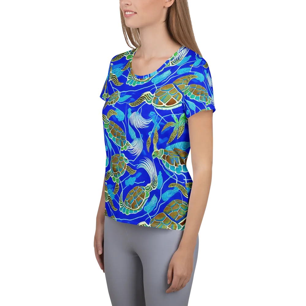 Turtle Reef Rhapsody on Women's Athletic T-Shirt — Left