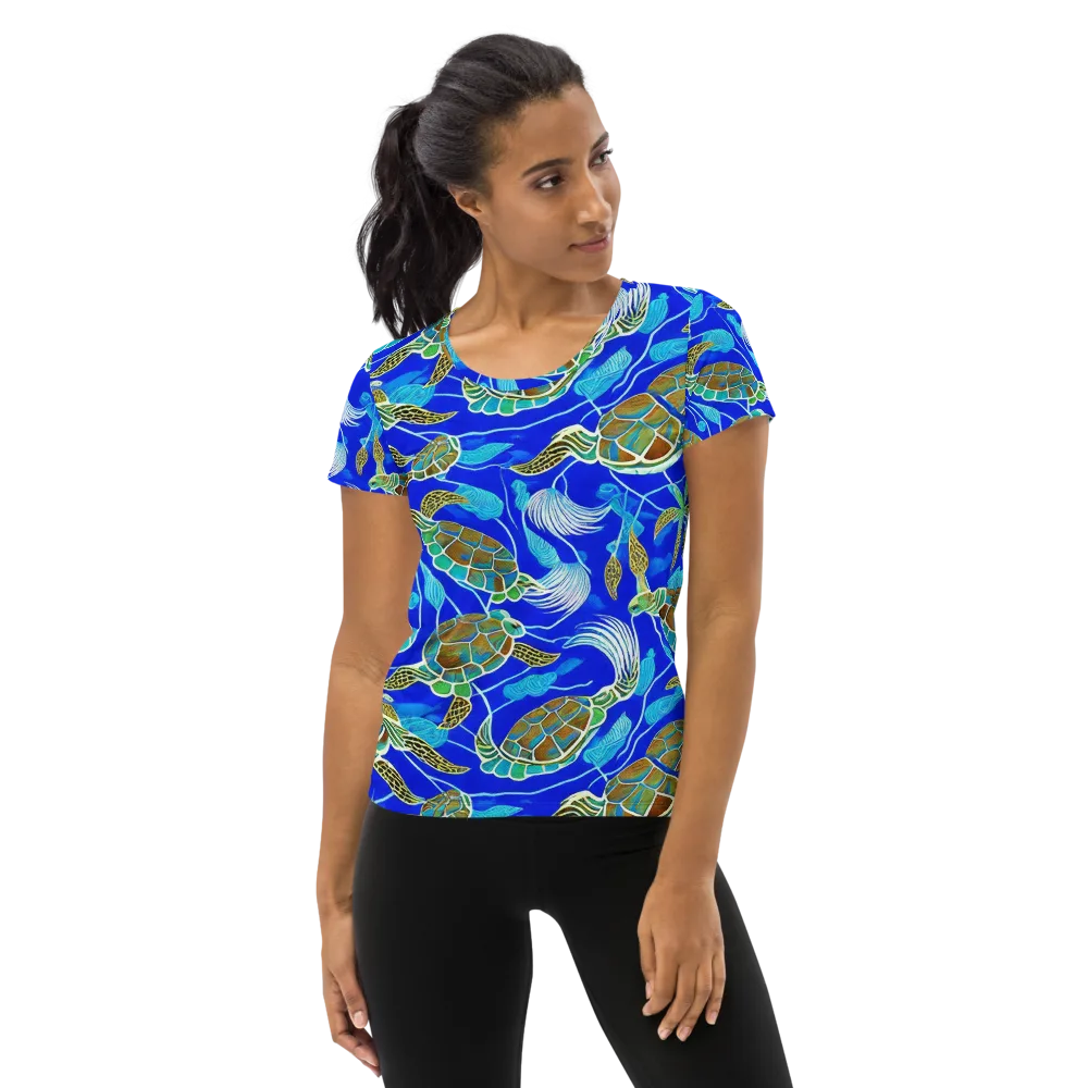 Turtle Reef Rhapsody on Women's Athletic T-Shirt — Front