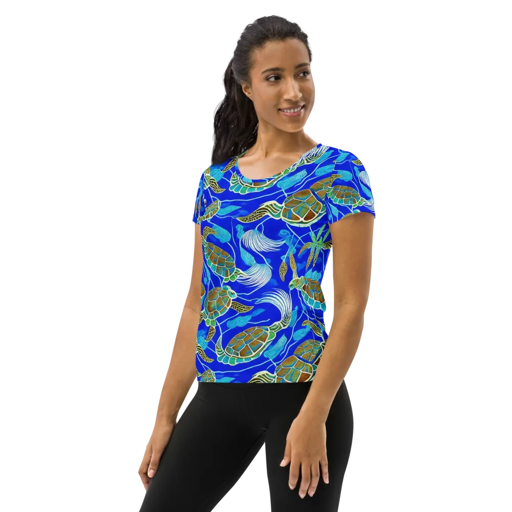 Turtle Reef Rhapsody on Women's Athletic T-Shirt — Left