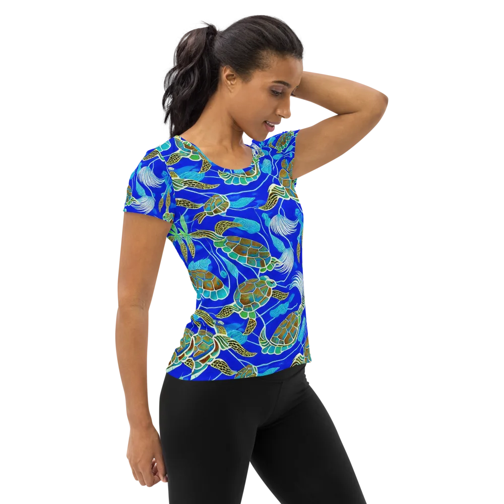 Turtle Reef Rhapsody on Women's Athletic T-Shirt — Right