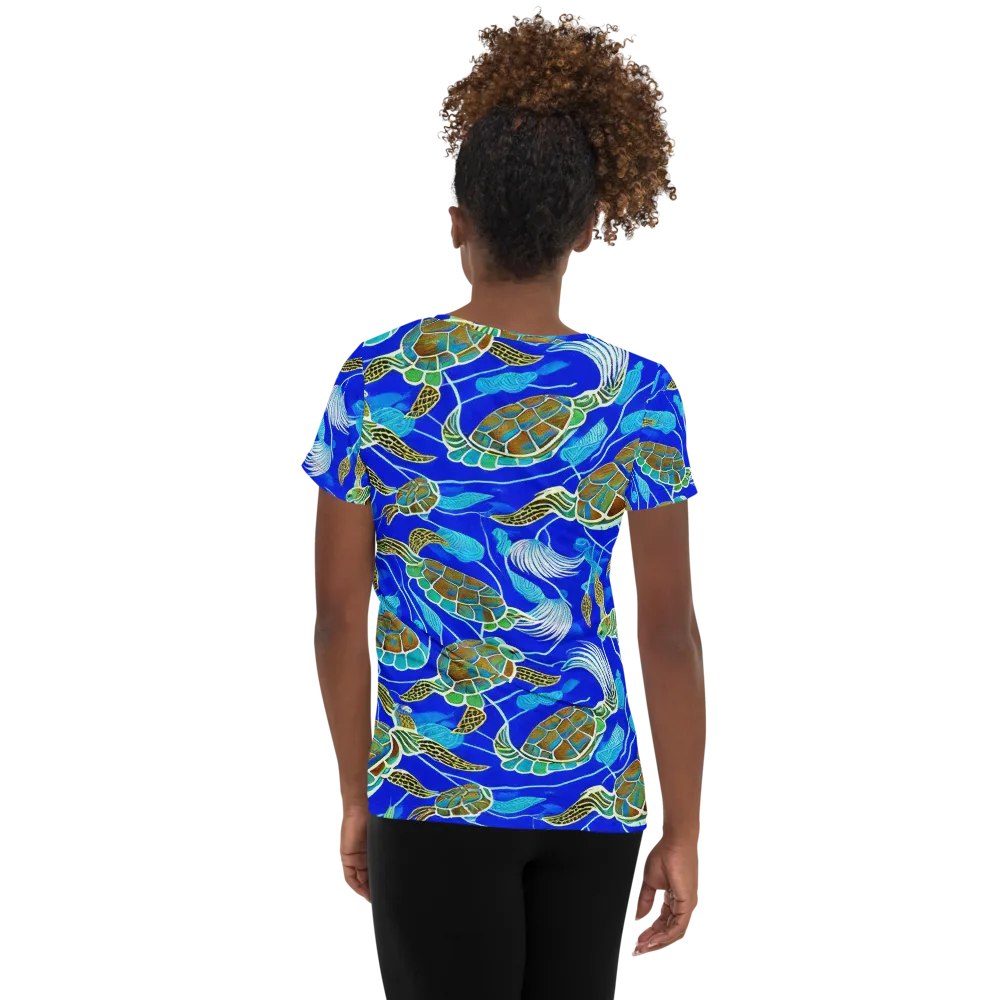 Turtle Reef Rhapsody on Women's Athletic T-Shirt — Back