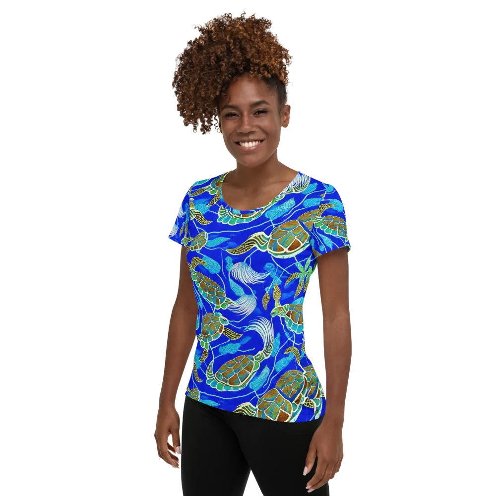 Turtle Reef Rhapsody on Women's Athletic T-Shirt — Left