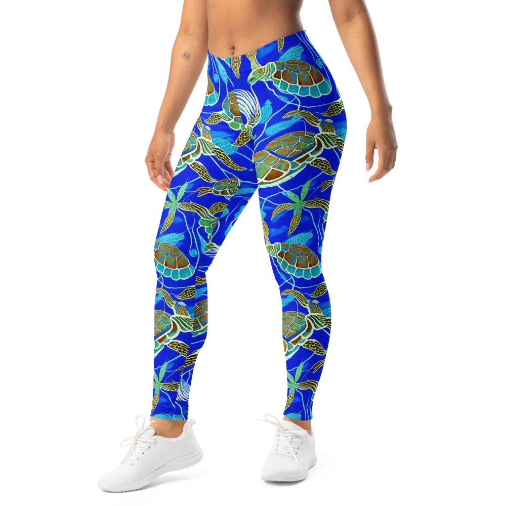 Turtle Reef Rhapsody on Leggings — Left Front