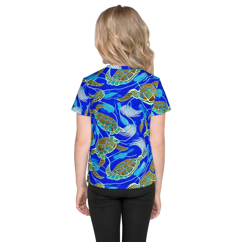 Turtle Reef Rhapsody on Kids Crew Neck T-Shirt — Back