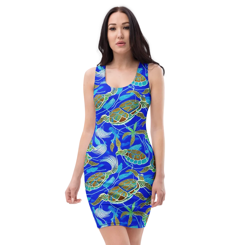 Turtle Reef Rhapsody on Bodycon Dress — Front