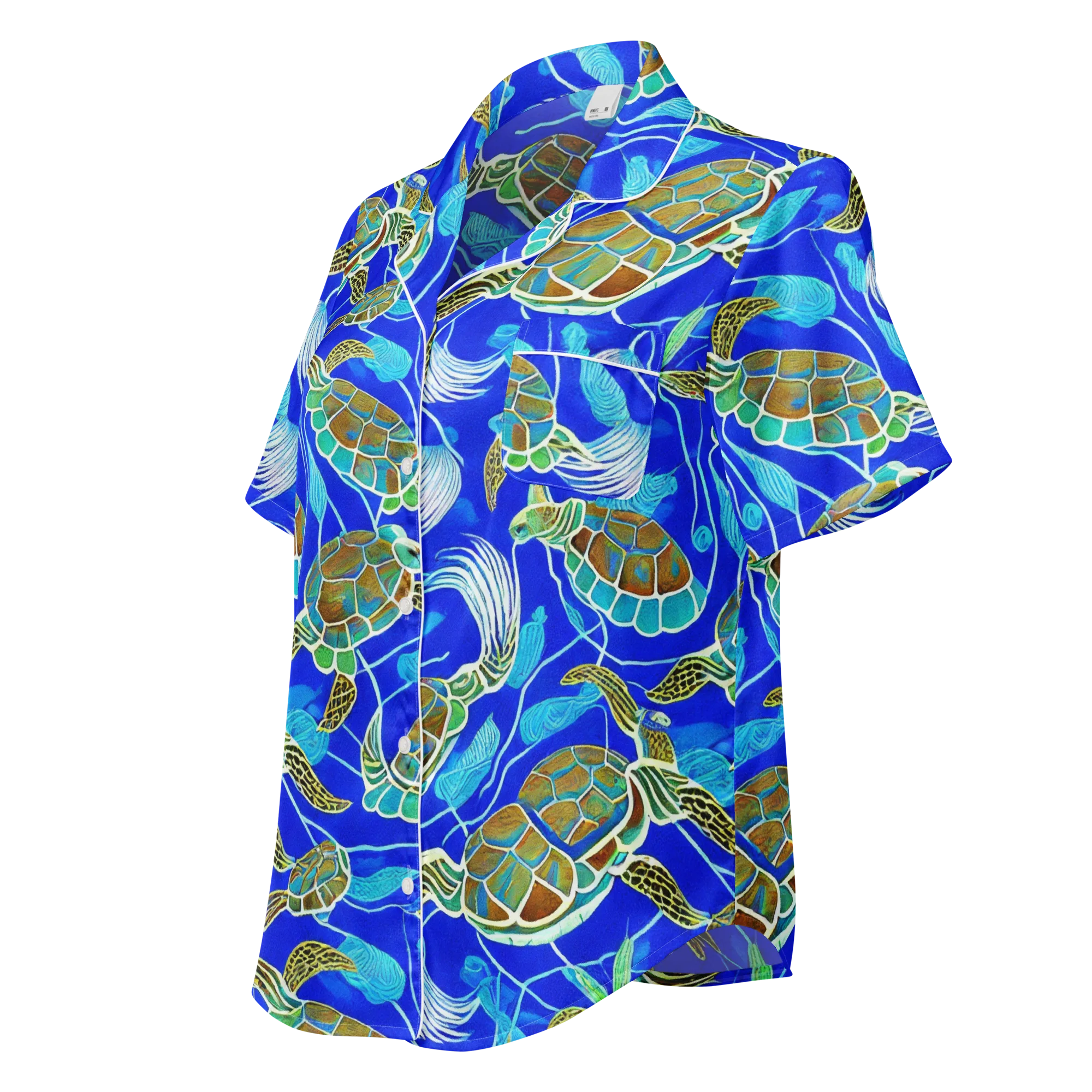 Turtle Reef Rhapsody on Women's Short Sleeve Pajama Top — Left Front