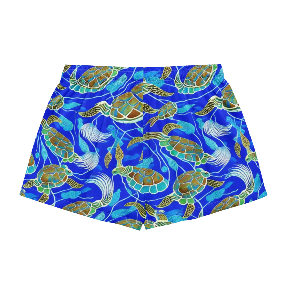 Turtle Reef Rhapsody on Women's Pajama Shorts — Back