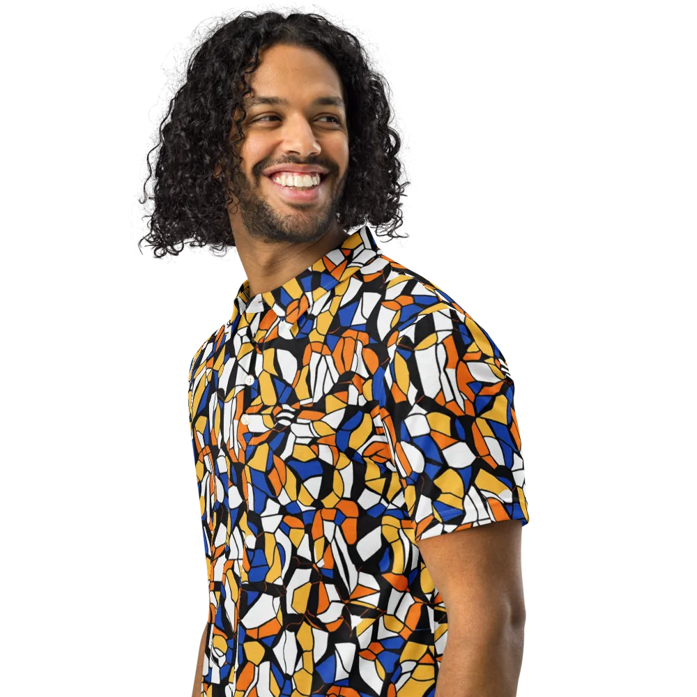 Cobalt Sunshard on Men's Slim Fit Polo Shirt — Left Front