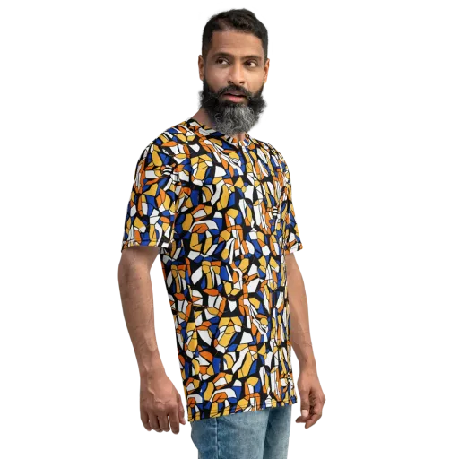 Cobalt Sunshard on a Men's Crew Neck T-Shirt
