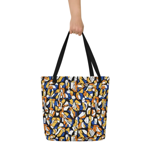 Cobalt Sunshard on a Large Tote Bag W/ Pocket