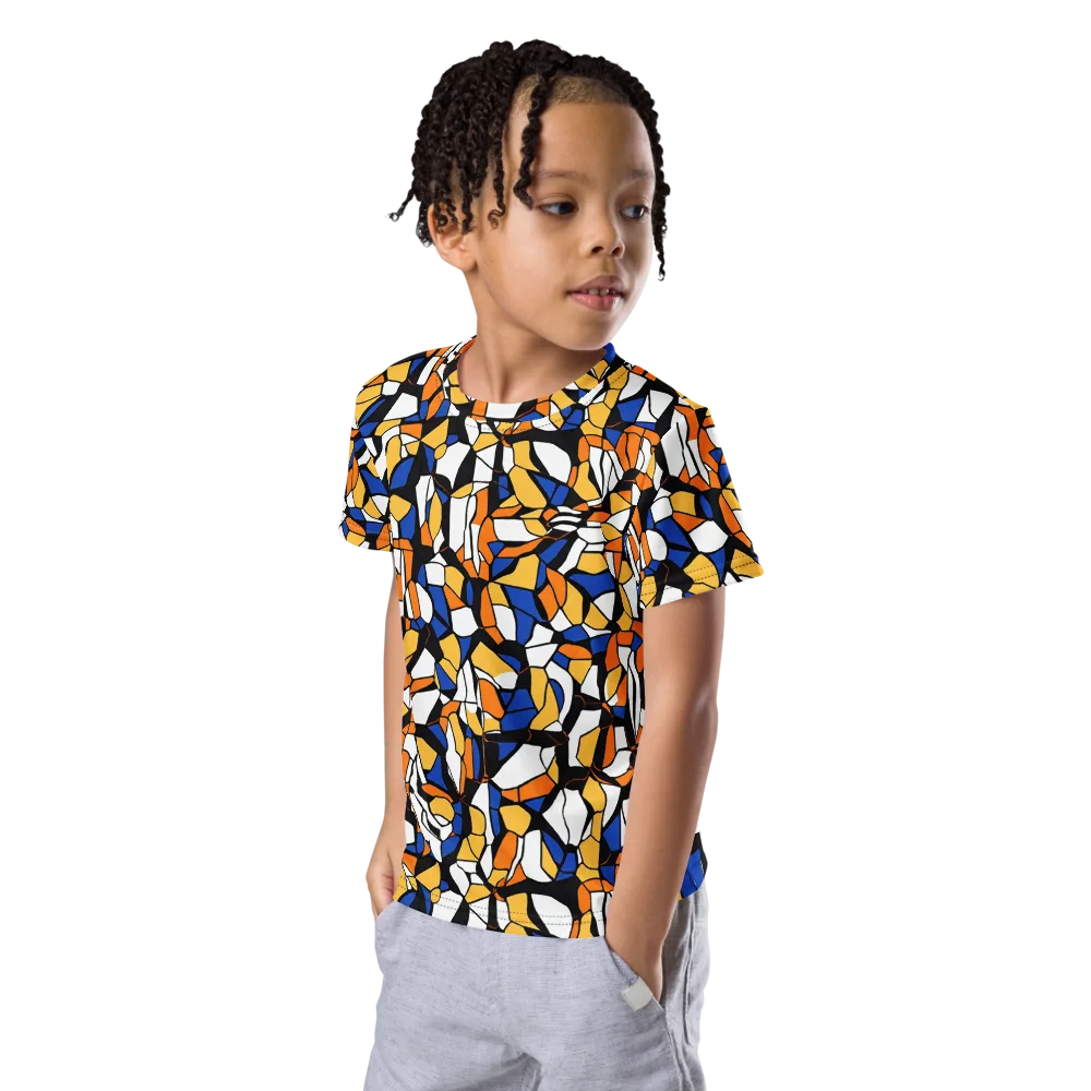 Cobalt Sunshard on Kids Crew Neck T-Shirt — Left Front
