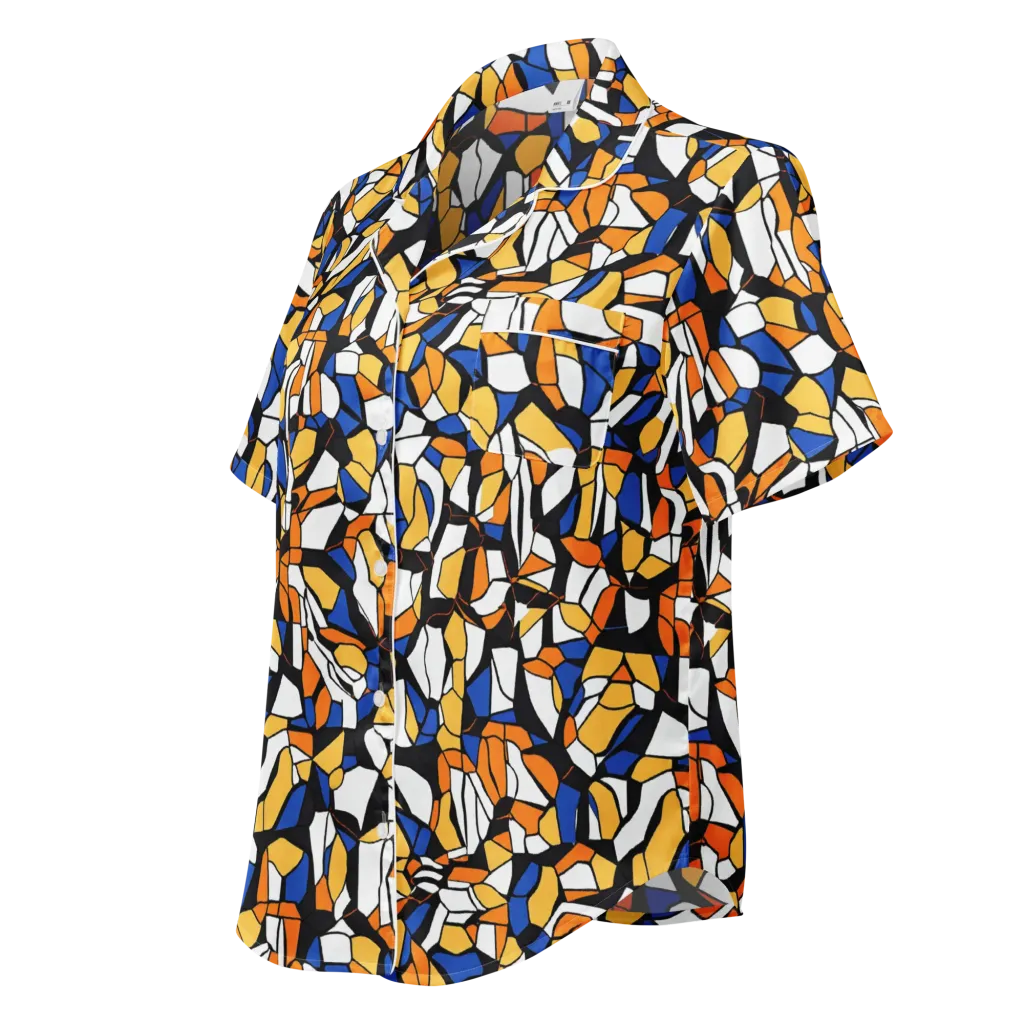 Cobalt Sunshard on Women's Short Sleeve Pajama Top — Left Front