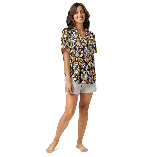 Cobalt Sunshard on a Women's Short Sleeve Pajama Top