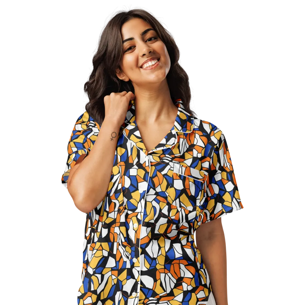 Cobalt Sunshard on Women's Short Sleeve Pajama Top — Front