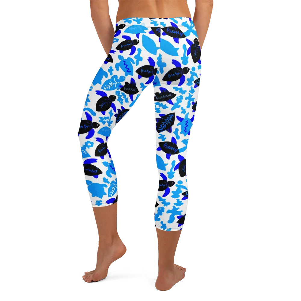 Azure Shell Shuffle on Capri Leggings — Back