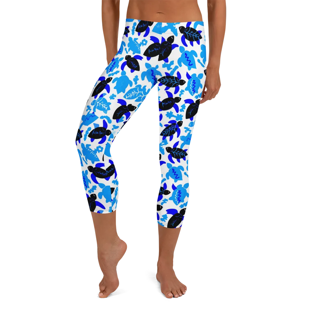 Azure Shell Shuffle on Capri Leggings — Front