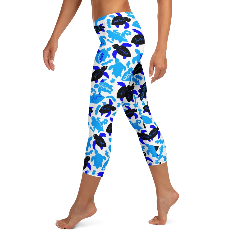 Azure Shell Shuffle on Capri Leggings — Left