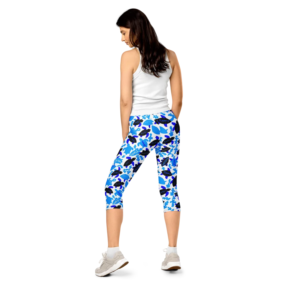 Azure Shell Shuffle on Capri Leggings — Back